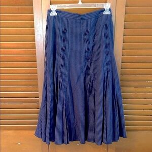 |NWT Coldwater Creek Navy Stripe Mdi Gored Skirt With Detail…M
